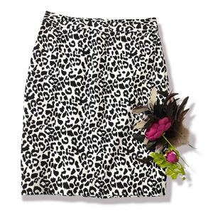Ann Taylor Leopard Print Pencil Skirt Straight Animal Stretch Cotton 2
